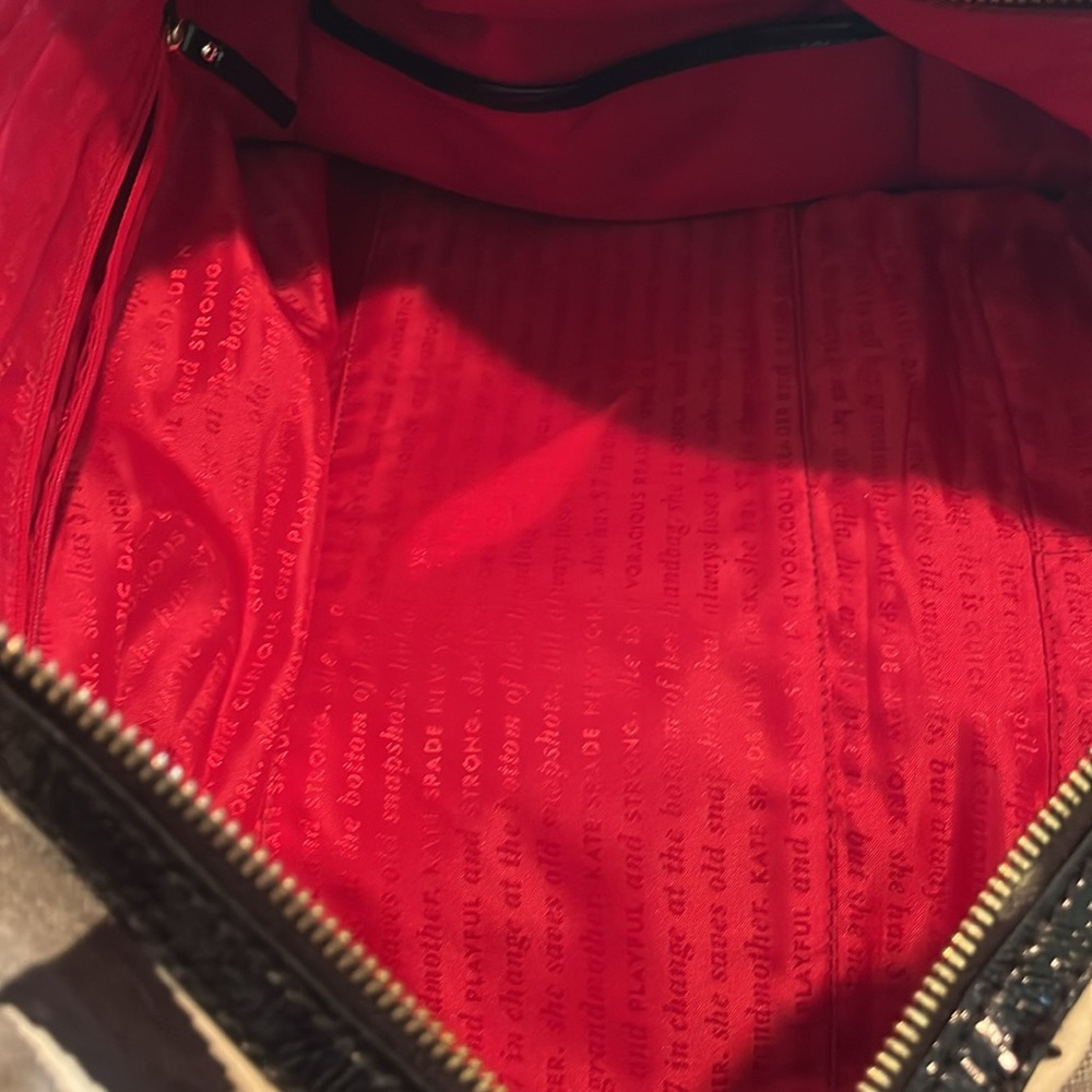 Kate Spade Black and White Checkered Travel Bag with storybook lining - Picture 11 of 14